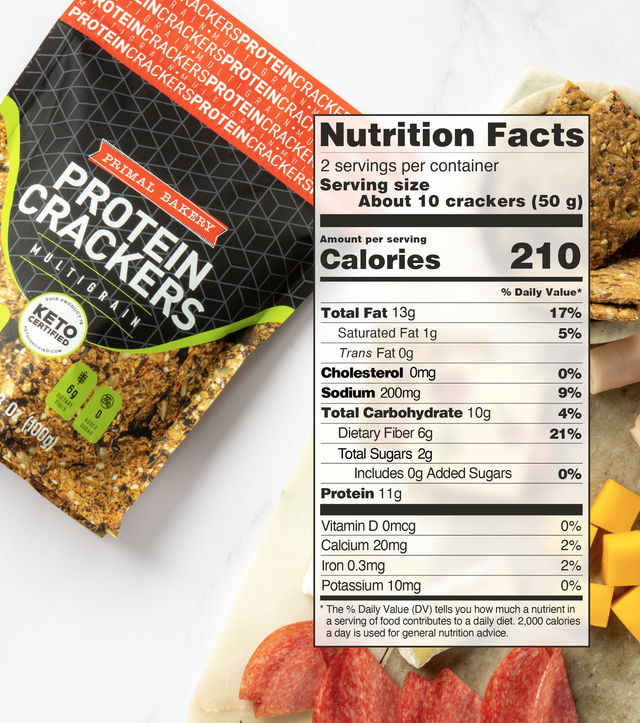 Protein Keto Crackers Original Vegan Primal Bakery